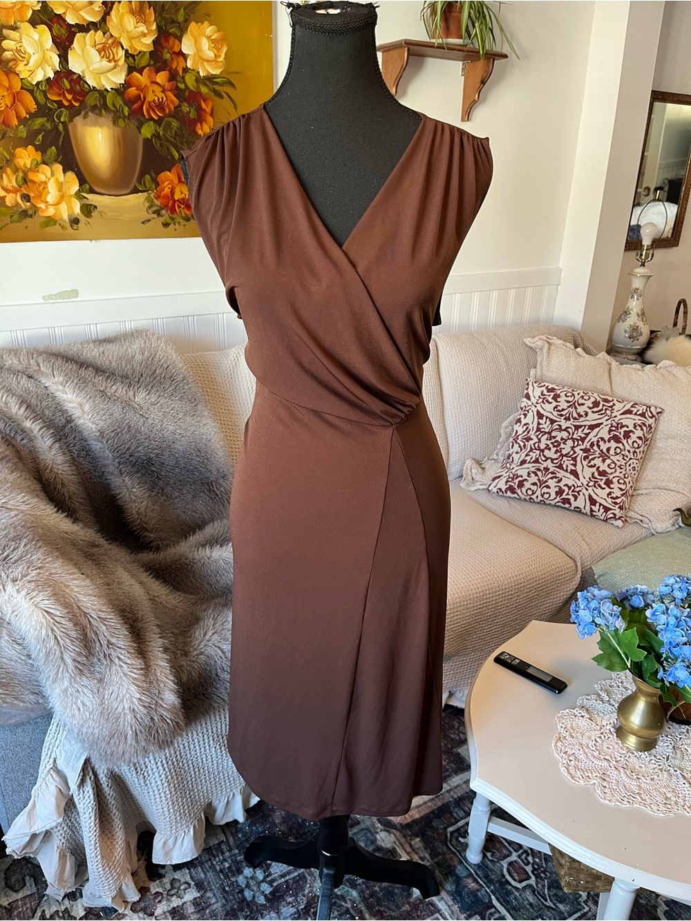 Women’s Y2K Brown Summers Midi Dress -Size XXL